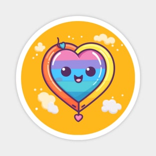 Kawaii Cute Heart Balloon Pride Rainbow Magnet